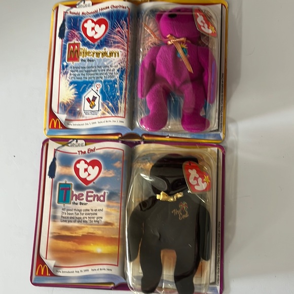 McDonald’s TY The End the Bear & Millennium the Bear Brand New In Boxes Set of 2